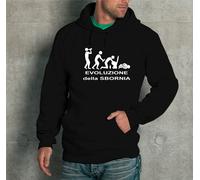 FELPA CON CAPPUCCIO UNISEX EVOLUZIONE della SBORNIA FUNNY DIVERTENTE DONNA UOMO