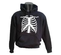 FELPA CON CAPPUCCIO UNISEX GABBIA TORACICA OSSA SCHELETRO HALLOWEEN TESCHIO