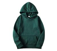 Felpa con cappuccio unisex, per autunno e inverno, per il tempo libero, elastica, vestibilità larga, tinta unita, con cappuccio, leggera, comoda, sportiva, unisex, traspirante, Verde, S