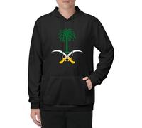 Felpa con Cappuccio Unisex Sportiva Casual con Stampa Regno Dell'Arabia Saudita Emblema Nazionale Giacca Multifunzione Pullover Tascone Cinture Elastiche E Polsini Traspirante Morbida E Confortevole