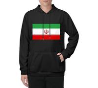 Felpa con Cappuccio Unisex Stampa L'Iran Bandiera Felpa Giacca Giubbotto Multifunzione Classico Loose Fit Design Antivento Esterno Morbido Confortevole Polsini Elastici Giacca Versatile da Strada