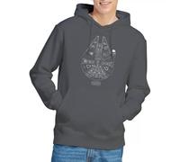 Felpa con Cappuccio Unisex Star Wars Millenium Lines, Antracite, XXL