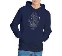 Felpa con Cappuccio Unisex Star Wars Millenium Lines, Blu Navy, XXL