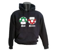 FELPA CON CAPPUCCIO UNISEX SUPER MARIO 1UP 1 DOWN UOMO DONNA UNISEX
