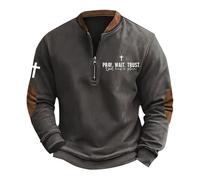 Felpa con cappuccio uomo felpa con zip e stampa occidentale retrò uomo giallo L, grigio., L