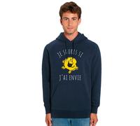 Felpa Con Cappuccio Uomo. Hoodie Colore Blu Marino, Sorrido Se Ho Voglia