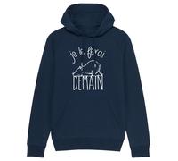 Felpa Con Cappuccio Uomo - LO FARÒ DOMANI. Felpa Colore Blu Marino