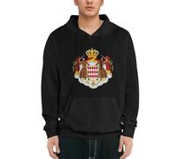 Felpa con Cappuccio Uomo Principato di Monaco Emblema Nazionale Pile Indossabile Pullover Felpe per Donne Uomini Comode Soffici con Cappuccio Casual Outdoor Pullover Sweatshirts