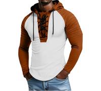 Felpa con Cappuccio Uomo Smaniche Raglan Aderente Stile Vichingo con Lacci, Indumento Casual Moda Adatto A Uscite Urbane nel Tempo Libero(White, XXXL)