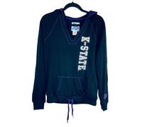 Felpa Con Cappuccio V-Neck Nera K-STATE WILDCATS Per Donne E5 College Classics