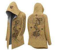 Felpa con cappuccio vichingo, da uomo, con stampa 3D, Odin, mito, primavera, autunno, medievale, per cosplay, personalità, motociclista, cardigan, giacca a tema, giacca, T Kaki, L