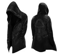 Felpa con cappuccio vichingo, da uomo, media lunghezza, mito nordico, cardigan, costume da uomo, abbigliamento medievale, costume da uomo, costume da vampiro steampunk, felpa con cappuccio Viking Met