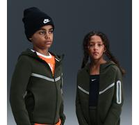 Felpa con cappuccio, zip a tutta lunghezza e dettagli dal design rifrangente Nike Tech Fleece - Ragazzo/a - Verde XS