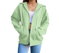 Felpa con Cerniera Donna, Felpa Donna con Cappuccio Stampa di Lettere Hoodie Hip Hop a Maniche Lunghe Athletic Interlock Zip Moda Casual Felpa Nera Donna per La Vita Quotidiana E Lo Sport