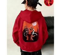 Felpa con cerniera e spalle scese in cotone per bambini, top con motivo di Spider-Man per Halloween, felpa casual ampia, felpa con cappuccio calda e aperta sul davanti in tessuto spesso per autunno e 