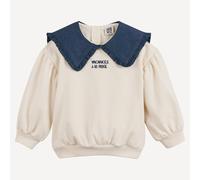 Felpa con collo alla Peter Pan in denim Beige 18 mesi - 81 cm Tinta unita