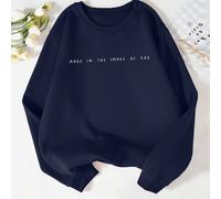 Felpa con collo rotondo stampata con lettera FATTO SULL'IMMAGINE DI DIO, top a maniche lunghe L,M,S,XL,XSLettere,sloganTessuto