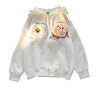 Felpa con Corna sul Cappuccio da Cashmere Righe Caldo Zucchero Ricamata Outfit Relaxed Ali Essentials 3 Rose Vintage Parallele Viscosa Fiocco Giallo Bianchi Sottile