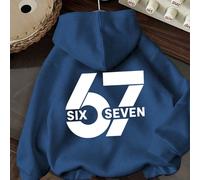 Felpa con grafica di lettere e numeri "67 SEI SETTE" per ragazzo pre-adolescente, foderata termicamente, calda e confortevole per l'autunno/inverno, adatta allo stile casual da strada divertente per i
