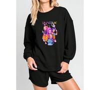 Felpa con grafica KPOP De-mon Hunters: design colorato in stile cartone animato, abbigliamento casual morbido e comodo per gli appassionati di animazione K-Pop, tessuto resistente, stile giocoso, felp