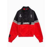 Felpa con mezza zip con logo Relaxed adidas Originals x Willy Chavarria Gomez per uomo Ref. KD9360 Colore Nero Rosso Taglia XS