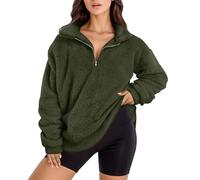 Felpa con Mezza Zip Donna Pullover Nero Polo Lungo Lupetto Rosse Extra Corna Dietro Micropile Supply Femminili Caldissime Morbide Attillato Boxy Una Trapezio Curvy Norvegesi