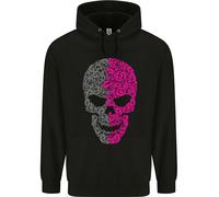 Felpa Con Motivo Teschio Rosa E Grigio Goth Biker Uomo