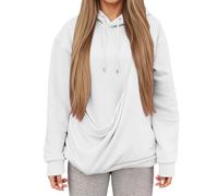 Felpa con Orecchie da Orso Bianco Invernali Azzurra Scoperte Felpate Casa sopra Bicolore Costole Harbor Up Avatar Grandi più Scollato Cobalto Traforato Sfumato Antico