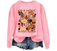 Felpa con scritta "God Is Faithful In Every Season", rosa, XL