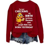 Felpa con scritta "I'm Just Checking My Birth Certificate Funny Duck Graphic Shirts Unisex, Porpora, L