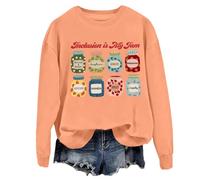 Felpa con scritta "Inclusion Is My Jam", per insegnanti, insegnanti, autismo, inclusione, per donne e uomini, Arancia Hami, M