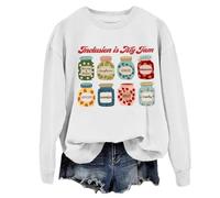 Felpa con scritta "Inclusion Is My Jam", per insegnanti, insegnanti, autismo, inclusione, per donne e uomini, bianco, 3XL