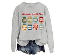 Felpa con scritta "Inclusion Is My Jam", per insegnanti, insegnanti, autismo, inclusione, per donne e uomini, Grigio, L