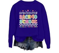 Felpa con scritta "Welcome Back To School Welcome Back I'm Glad You're Here Shirt Back To School Shirts For Teachers, Klein Blue., L