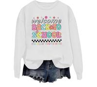 Felpa con scritta "Welcome Back To School Welcome Back I'm Glad You're Here Shirt Back To School Shirts For Teachers, bianco, L