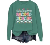 Felpa con scritta "Welcome Back To School Welcome Back I'm Glad You're Here Shirt Back To School Shirts For Teachers, Verde, L