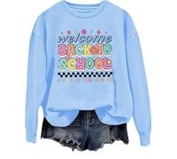 Felpa con scritta "Welcome Back To School Welcome Back I'm Glad You're Here Shirt Back To School Shirts For Teachers, blu cielo, L