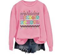 Felpa con scritta "Welcome Back To School Welcome Back I'm Glad You're Here Shirt Back To School Shirts For Teachers, rosa, L