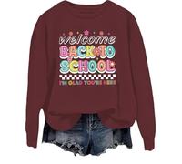 Felpa con scritta "Welcome Back To School Welcome Back I'm Glad You're Here Shirt Back To School Shirts For Teachers, Porpora, L