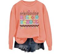 Felpa con scritta "Welcome Back To School Welcome Back I'm Glad You're Here Shirt Back To School Shirts For Teachers, Arancia Hami, L