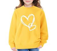 Felpa con stampa a cuore per bambini San Valentino a maniche lunghe girocollo tinta unita pullover per il tempo libero top per ragazzi e ragazze felpa senza cappuccio per attività universitarie e
