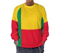 Felpa con Stampa Benin Bandiera Nazionale Giacca Pullover Abbigliamento Classico Collo Tondo Manica Raglan Facile da Indossare vestibilità Comoda Tessuto Elastico Adatto A Tutte Le Stagioni
