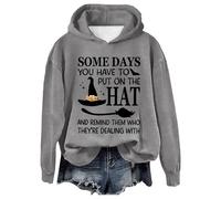 Felpa con stampa di lettere di Halloween,Felpa di Halloween da donna con stampa dolce manica lunga girocollo maglietta casual per l'inverno gita scolastica misto morbido, 01 Grigio, XL