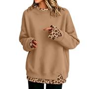Felpa con stampa leopardata da donna 2 in 1 a maniche lunghe | Felpa con stampa leopardata da donna, a due pezzi, a maniche lunghe, casual, girocollo, pullover top Uk