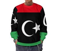 Felpa con Stampa Libia Bandiera Nazionale Giacca Pullover Abbigliamento Classico Collo Tondo Manica Raglan Facile da Indossare vestibilità Comoda Tessuto Elastico Morbido Delicato sulla Pelle