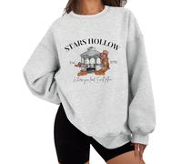 Felpa con stelle cave, camicia cava con stelle, felpa con scritta "Stars Hollow Where You Lead I Will Follow", Grigio, L