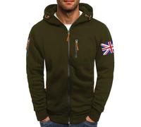 Felpa con tasca con zip da uomo leggera con zip intera felpe per uomo felpa stampata con bandiera USA Uk Felpa invernale con cerniera Giacche invernali con bandiera americana grafica a maniche lunghe
