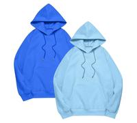 Felpa con tasche, 2 pezzi, da donna, calda a maniche lunghe, maglioni da donna, giubbotti termiche, giacca sportiva, felpa con cappuccio, camicetta termica, pullover, blu cielo, 5XL