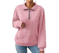 Felpa con zip a quarto da donna di peso medio - Felpe da donna a maglia a trecce - Pullover con cappuccio Felpa con cappuccio Felpa tinta unita Felpe con tasche Camicetta Top Caldo Outwear Giacche con