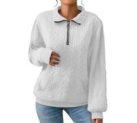 Felpa con zip a quarto da donna di peso medio - Felpe da donna a maglia a trecce - Pullover con cappuccio Felpa con cappuccio Felpa tinta unita Felpe con tasche Camicetta Top Caldo Outwear Giacche con